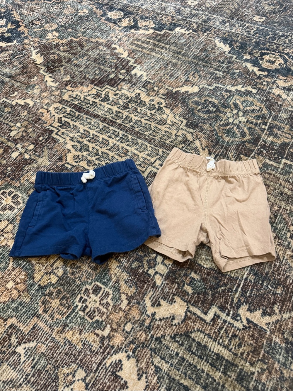Carter's Navy and Tan Pull-On Cotton Shorts Duo 18M